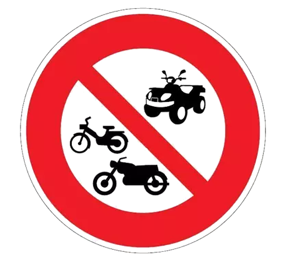 Panneau interdit motos quads